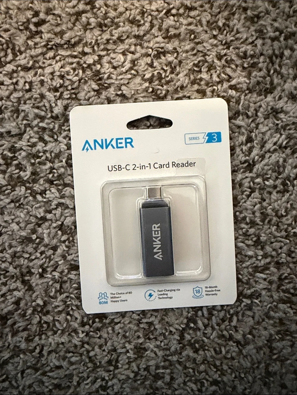 Anker USB-C 2-in-1 Card Reader in dark gray